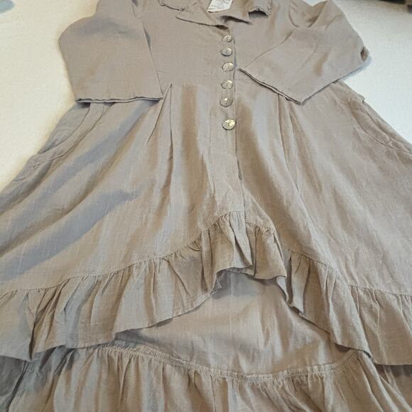 NWT Paper Lace Tunic Hi/Lo Mini Dress Beige w/ Pockets Boho Cotton  Sm - Picture 3 of 11